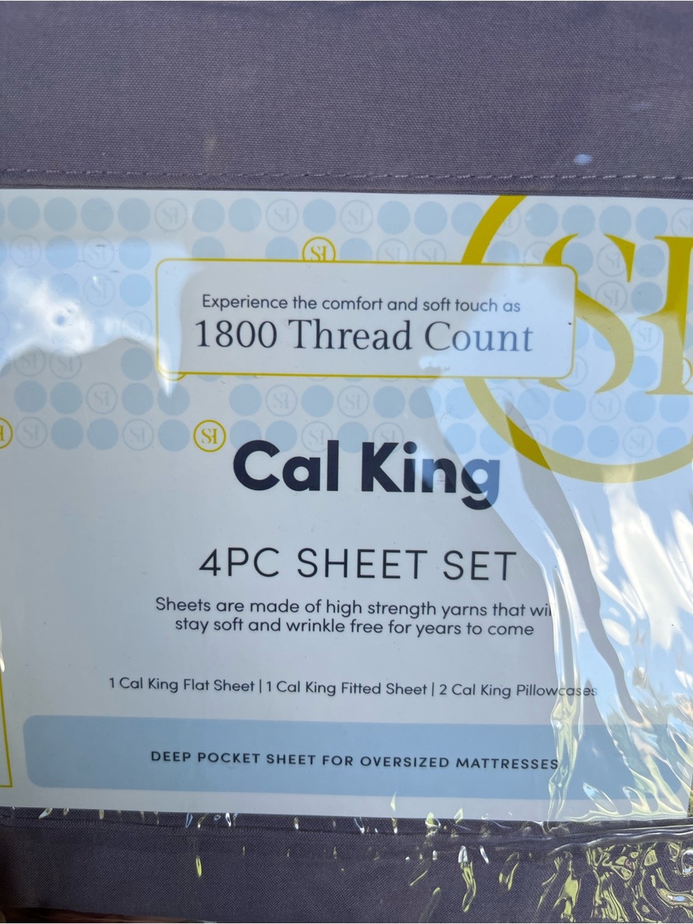 Plum / Purple Cal King Sheet Set 1800 Thread Count New - Picture 3 of 5
